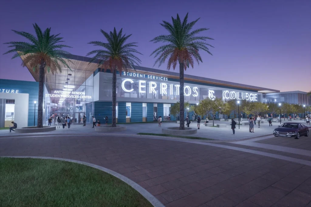 Cerritos College – Student Services and Administration Building dusk view