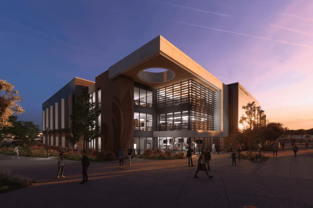 Compton College Student Housing dusk view